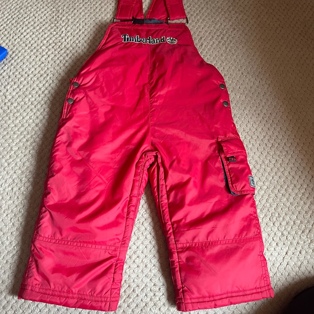 Timberland Snow Bibs Ski Jumpsuit Red 3T